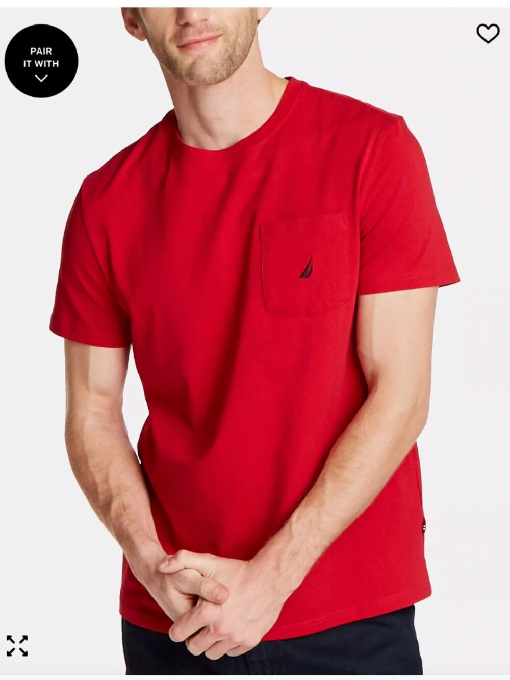 Nautica Performance Tee with pocket red - men's medium